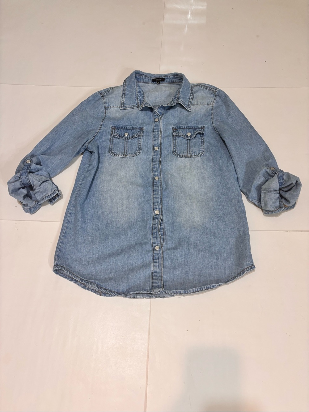 21. CHIQLE Light Wash Denim Button-Up Shirt